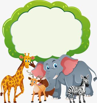 卡通动物标题框免抠