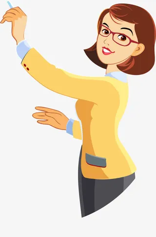 短头发女教师免抠手绘/卡通卡通元素