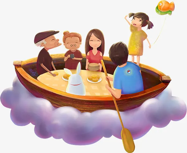 中秋佳节船元素免抠