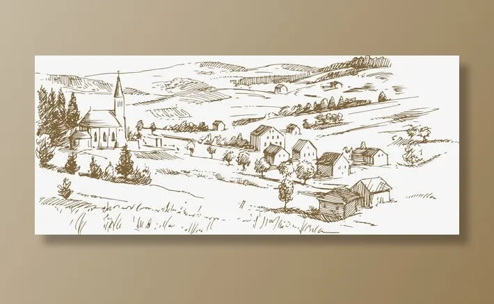 手绘线稿庄园农牧素材免抠