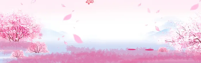 中国风粉嫩水墨背景banner高清