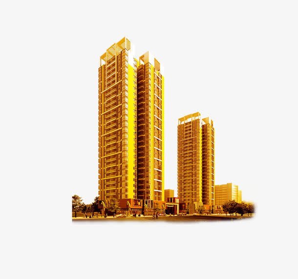 金色城市大厦建筑免抠