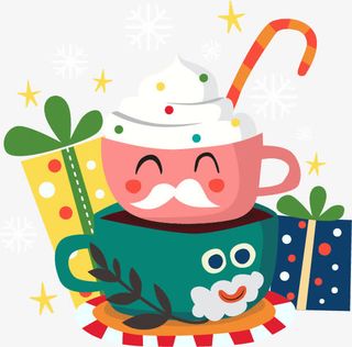 五彩咖啡杯免抠