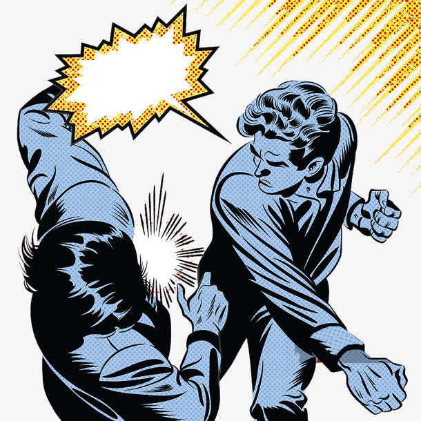 卡通漫画打闹的人们免抠