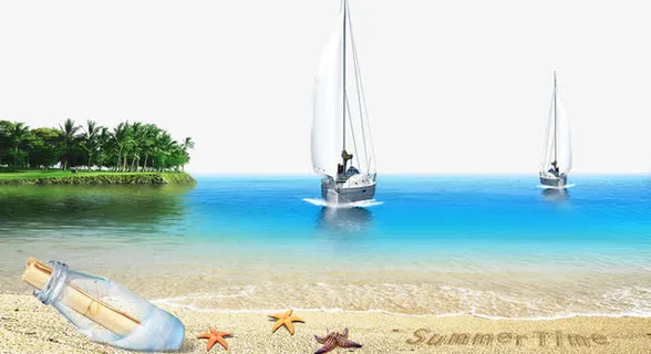 海洋沙滩帆船背景素材 海洋沙滩帆船背景素材