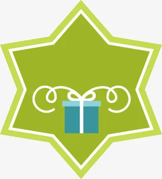 绿色六角星节日促销标签免抠