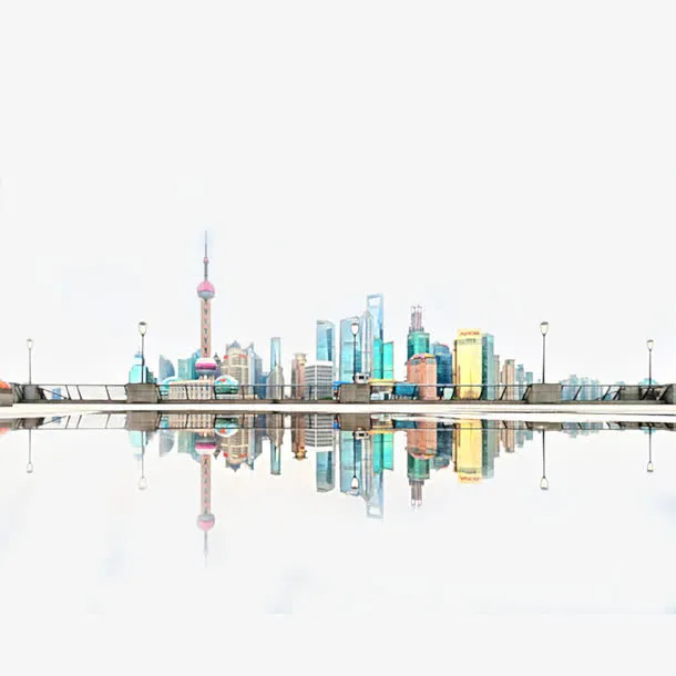 手绘城市素材免抠