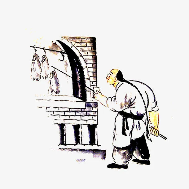 古典烤鸭制作素材免抠