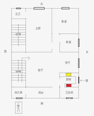 三室一厅小区房设计平面图免抠