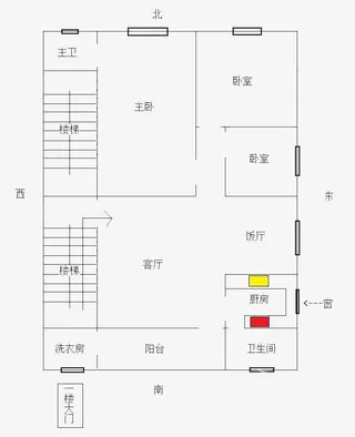 三室一厅小区房设计平面图免抠