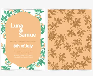 矢量花朵结婚请柬免抠