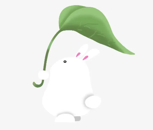 打着树叶伞的小白兔免抠