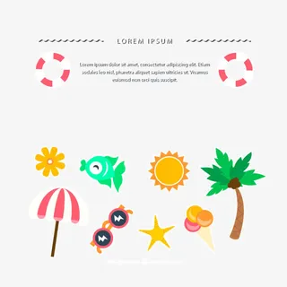 夏日沙滩度假元素矢量素材免抠
