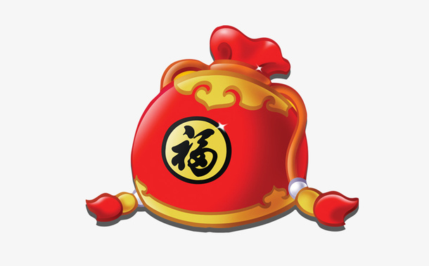 红色卡通福袋png免抠