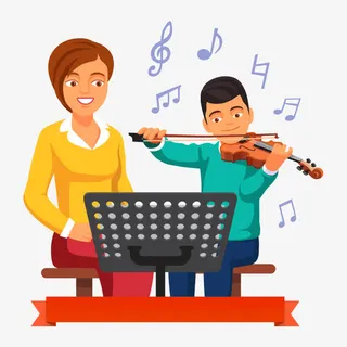 手绘小提琴课插画免抠