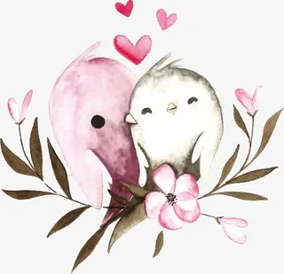 手绘水彩小鸟免抠图免抠