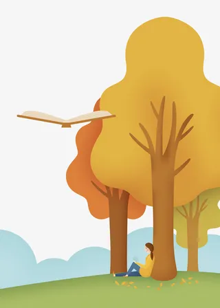 卡通世界读书日插画免抠