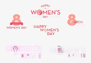 三八妇女节快乐英文标题字免抠