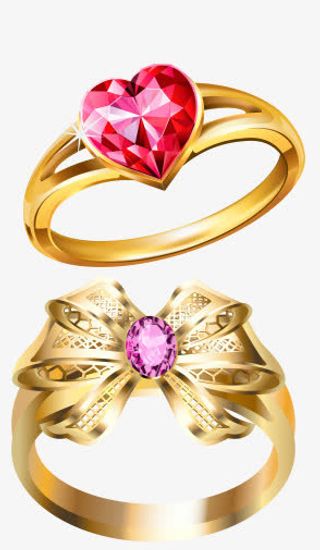 红色心形砖石戒指免抠