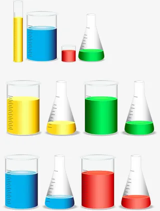 矢量手绘彩色化学液体免抠