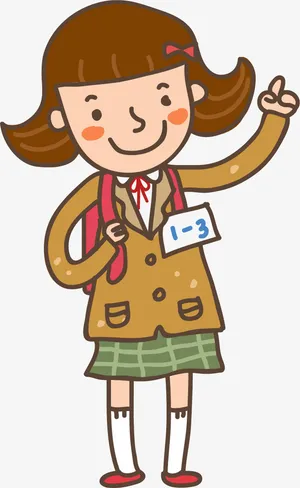 高兴地小学生免抠