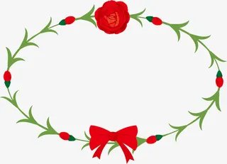 红色母亲节花朵框架免抠
