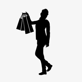 手绘卡通小人素材卡通女人剪影素免抠