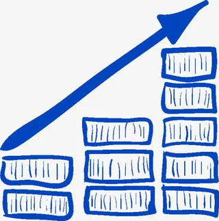 蓝色上升箭头免抠