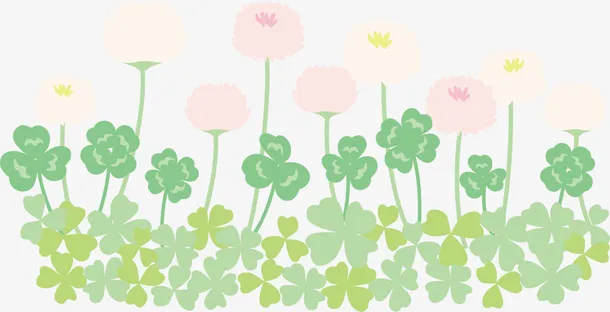 绿色美丽春季花丛免抠