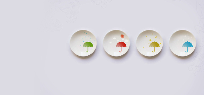 纯色五彩小雨伞彩蝶背景高清
