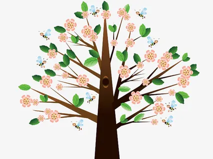 卡通樱桃树枝免抠