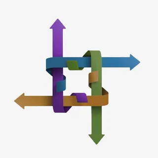 彩色折叠箭头PPT装饰免抠
