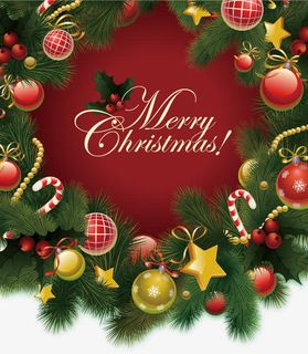 圣诞树枝装饰花圈免抠