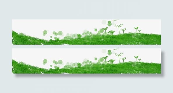 清新春天树叶草地美景手绘免抠