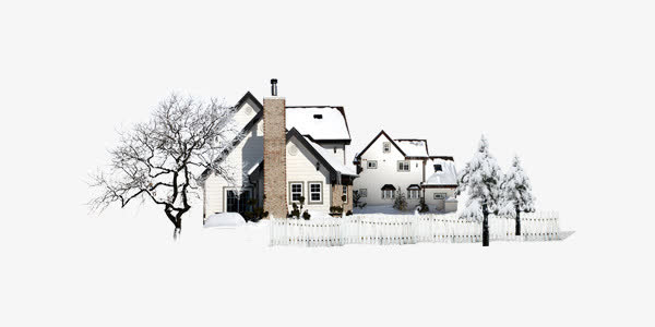 雪地里的小房子简约装饰免抠