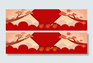 春节大气中国风红色淘宝海报背景高清