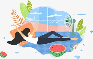 夏日休闲插画元素免抠