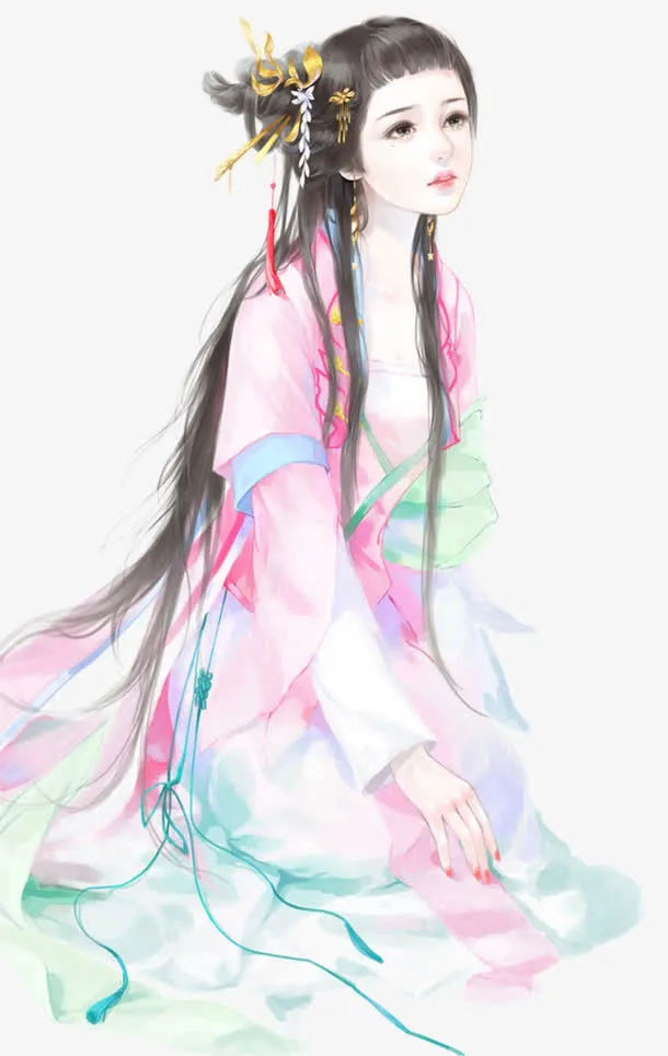 古风美女手绘免抠