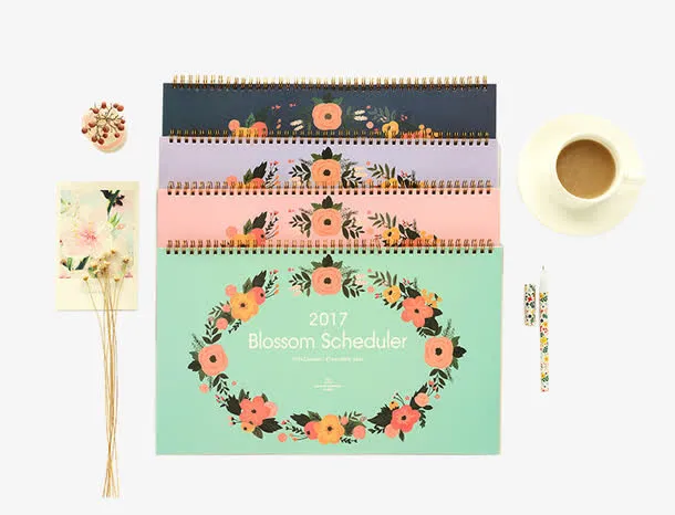 2017新年碎花日历免抠