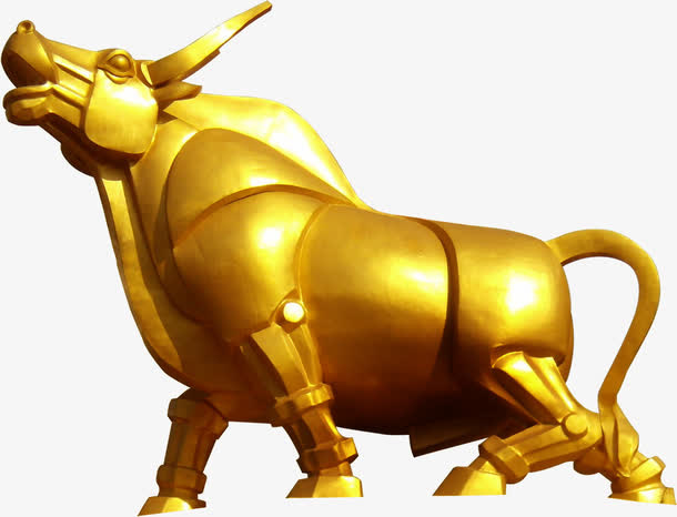 金色牛雕塑素材图片免抠