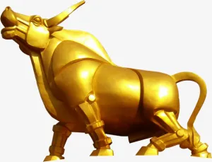 金色牛雕塑素材图片免抠