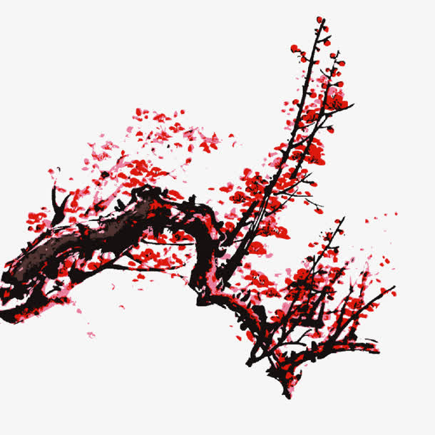 水墨梅花漂浮免抠