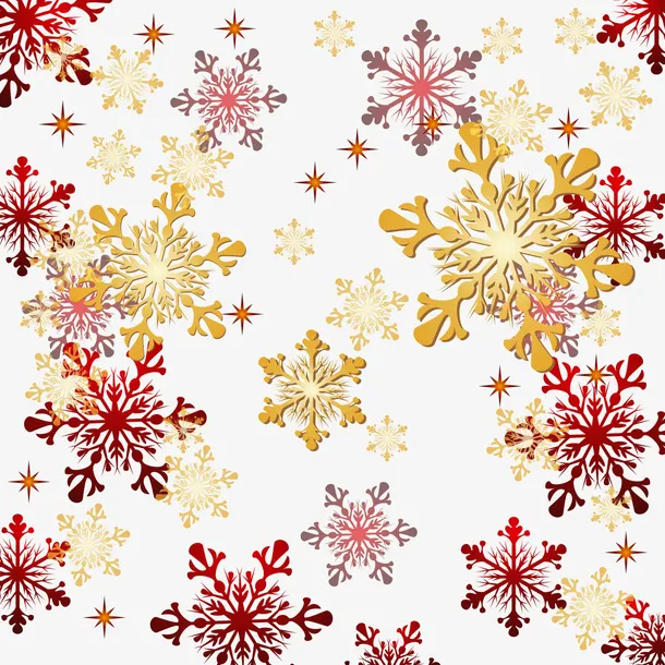 冬季美丽金色雪花免抠