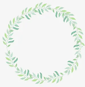 绿叶手绘花环免抠