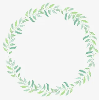 绿叶手绘花环免抠