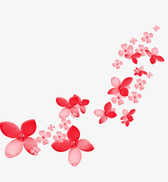 红色花瓣四瓣花朵免抠