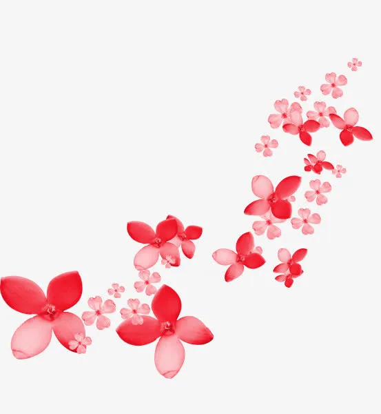 红色花瓣四瓣花朵免抠
