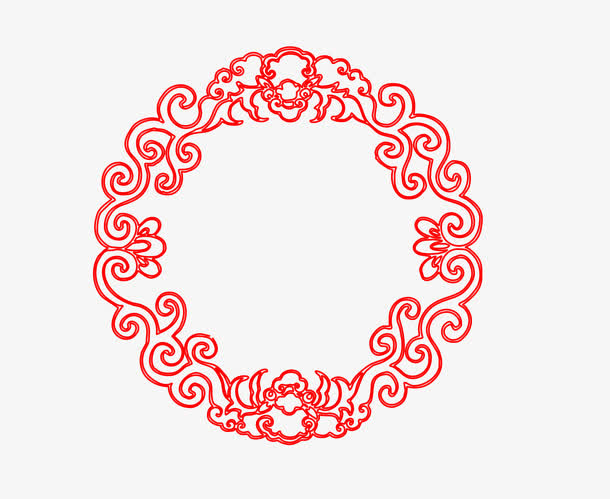 古典中式花纹圆形边框PNG图片免抠
