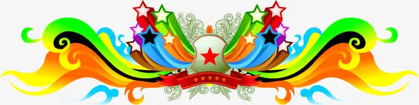 白色星星丝带促销免抠