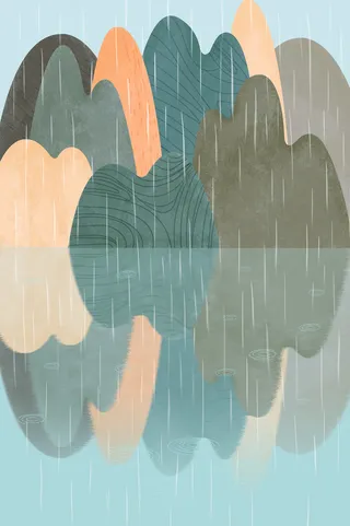 手绘山水群山背景高清